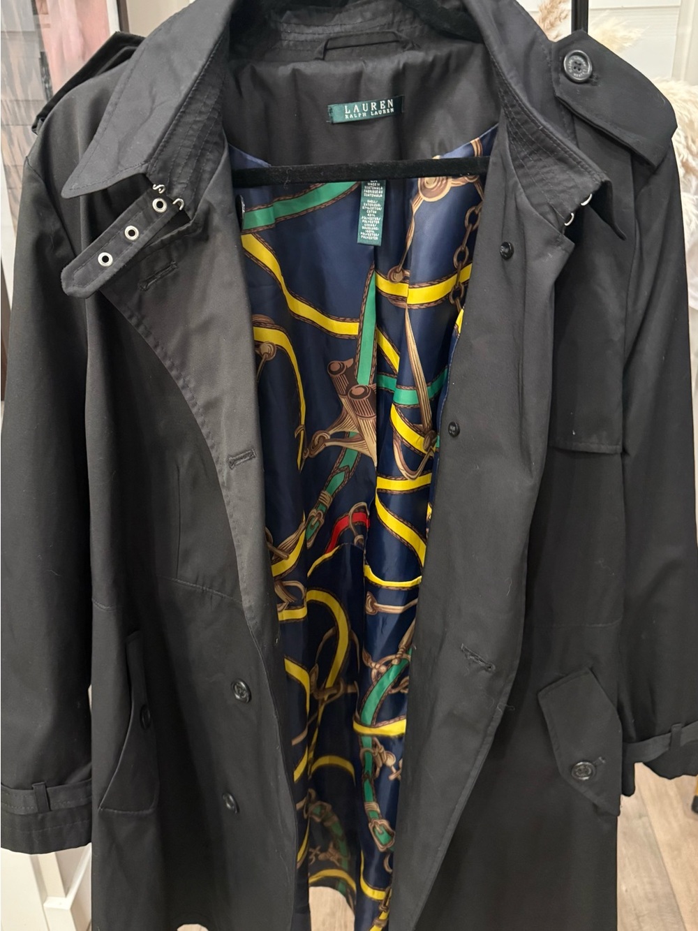 Ralph Lauren Black Double-Breasted Trench with Belt NWOT XXL - Picture 4 of 13